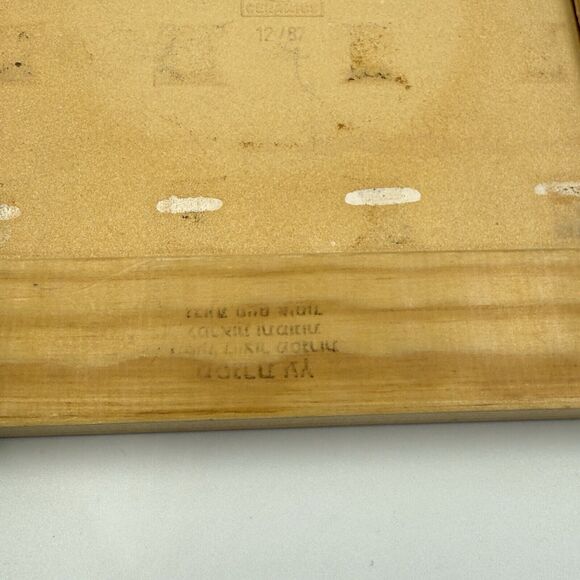 Barbour Ceramics Tile 8x8 square Stand Wood Cobalt Blue and White Yellow Flowers - Picture 9 of 16